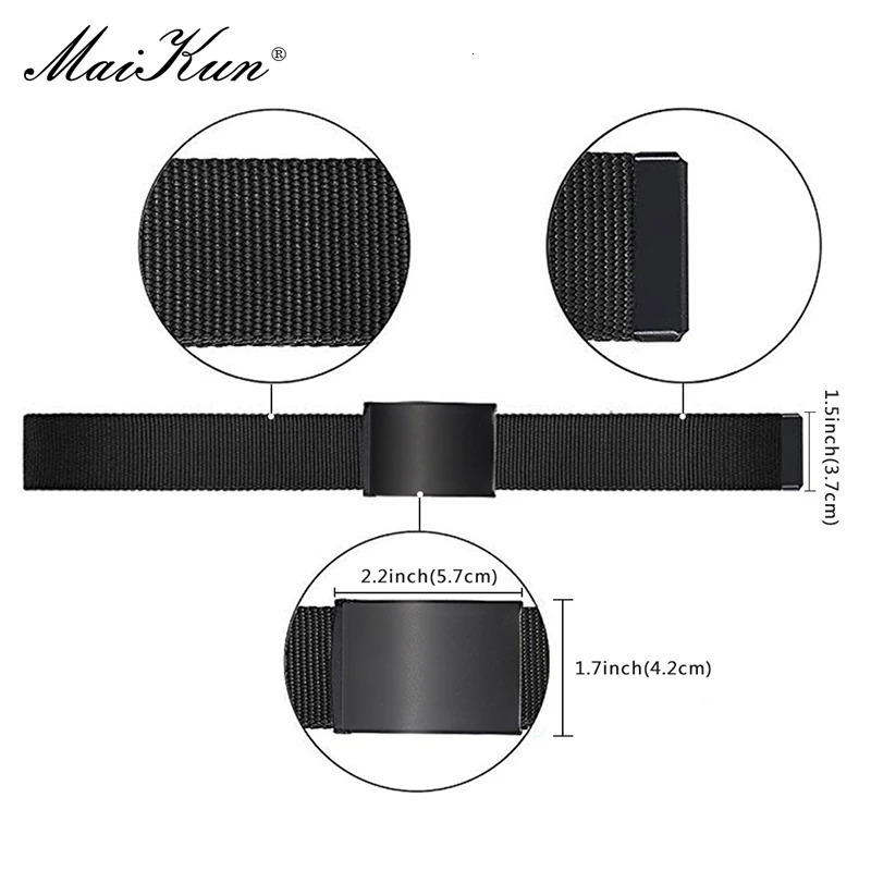 MaiKun Belt Canvas Men's Belts Metal Slider Buckle Belts For Men Male Military Tactical Strap for Pants Jeans 240315