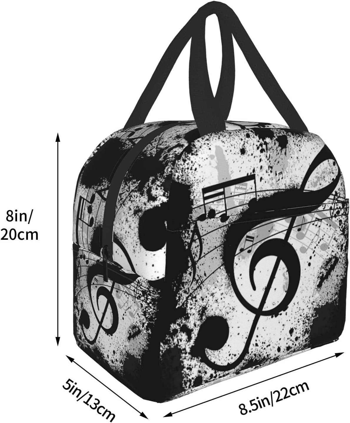 Music Note Insulated Lunch Bag For Women Men Leakproof Cooler Lunch Box Reusable Thermal Tote Bag For Work School Picnic Beach