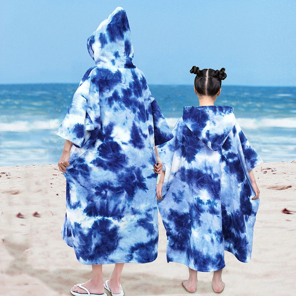 Surf Poncho Changing Towel Microfiber Fabric Water Sports Hooded Robe Adult Child Beach Blanket Bath Swim Quick Tie Dry Wetsuit