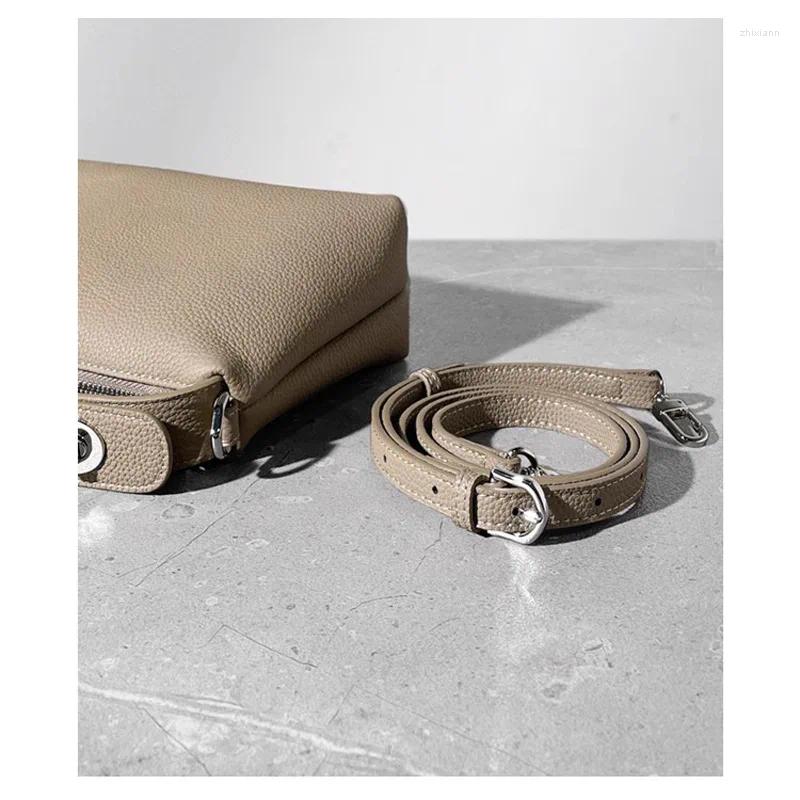 Free Shipping Shoulder Bags 2025 Genuine Leather Women's Pillow Classic Bag Soft Cowhide Totes High Quality Female Commute Handbag Gray