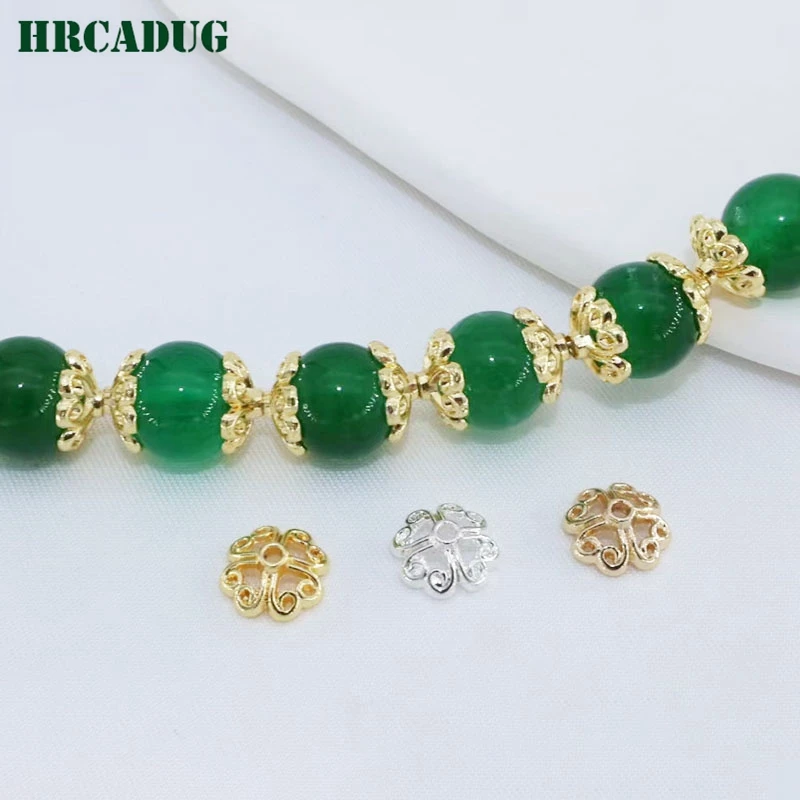 8.5mm Bead 2025 new End Caps Gold Plated Quality Brass Metal Hollow Out Flower Bead Caps For DIY Jewellery Making Supplies