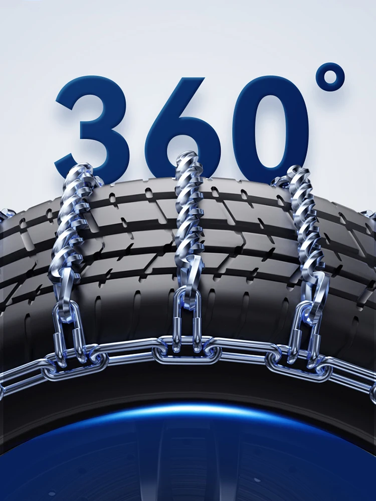 2Pcs Upgraded Manganese Steel Anti-skid Full Encirclement Snow Chain Car Winter Tyre Chains for Truck SUV Tire Accessories