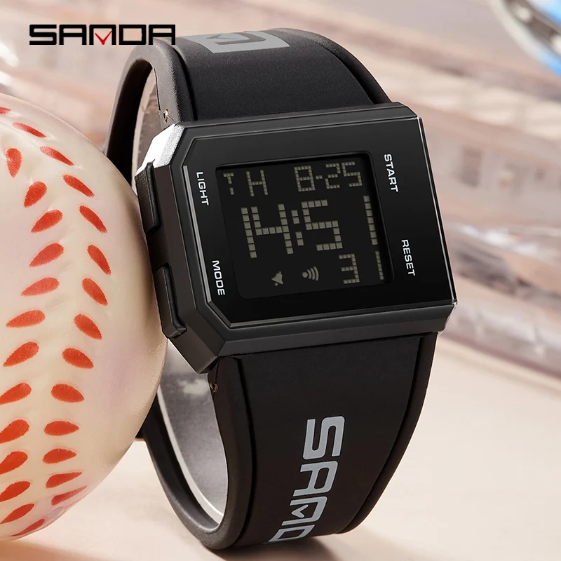 SANDA Brand Men's Digital Watch Chronograph Sport Electronic Bracelet Waterproof Men Wristwatch Alarm Clock Mens Watches 9003