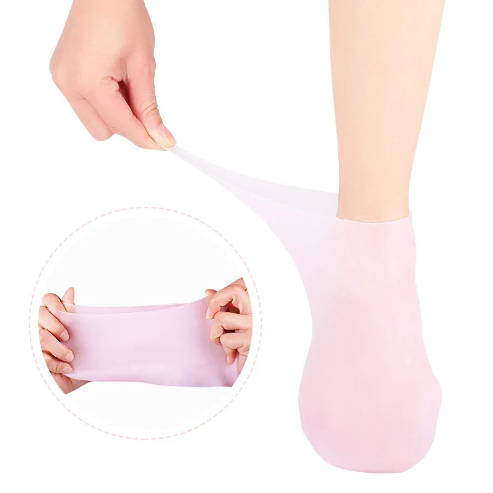 Pair Feet Care Socks Moisturizing Silicone Gel Heel Full Length Foot Skin Tools Protectors Anti Cracking Spa Home Use 5