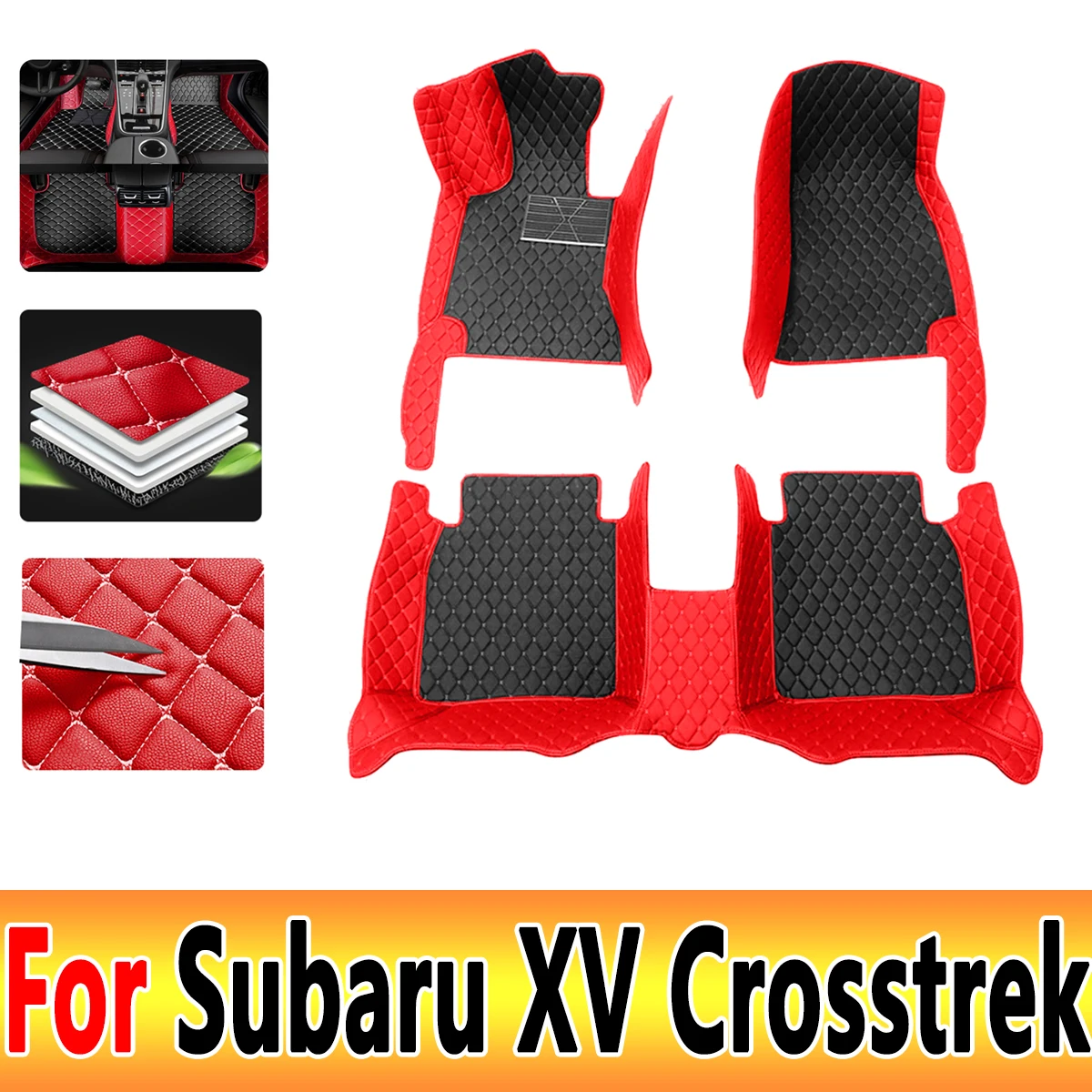 Mats For Subaru XV Crosstrek GP 2013~2017 Leather Floor Mat Carpets Rugs Protective Pad Interior Parts Car Accessories 2014