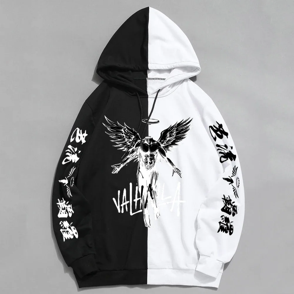 Harajuku Tokyo Revengers Valahalla Hoodie Goth Grunge Mens Korean Style Loose Long Sleeve Sweatshirt Men Retro Oversized Hooded
