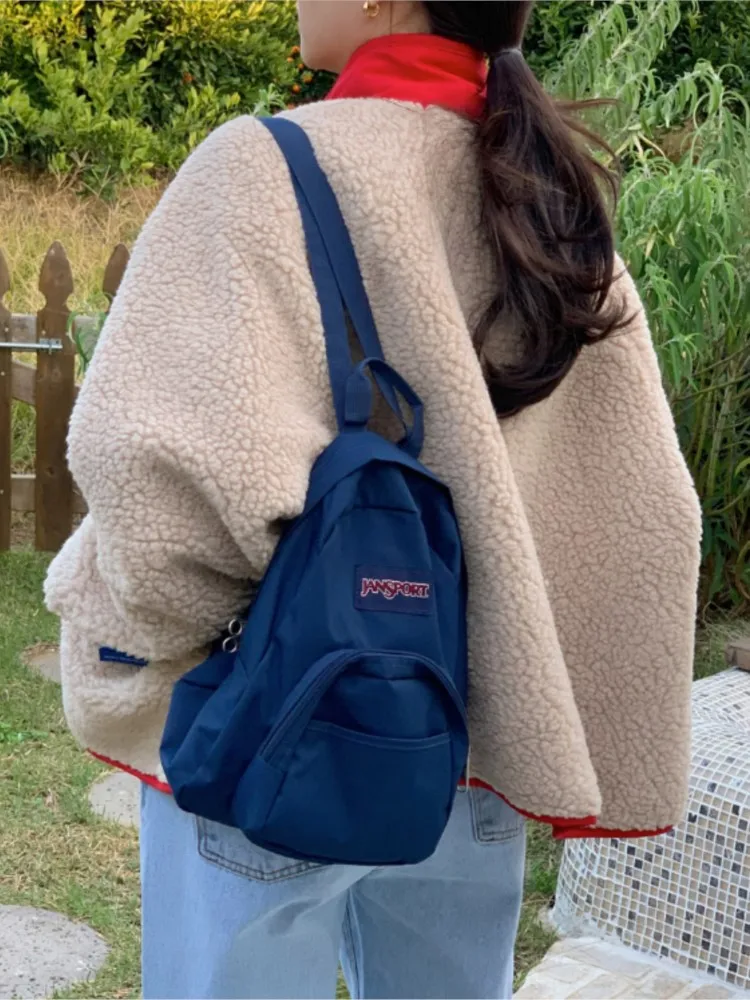 Autumn Reversible Teddy Patchwork Jacket Coat Women Korean Style Loose Long Sleeve Ladies Casual Modis Woman Jackets Coats 2023