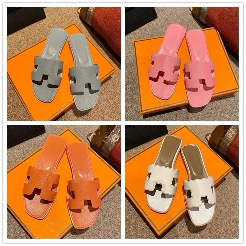 Designer Slides 2024 Sandal Slippers Beach Classic Flat Sandal Summer Lady Leather Flip Flops Men Women 35-42