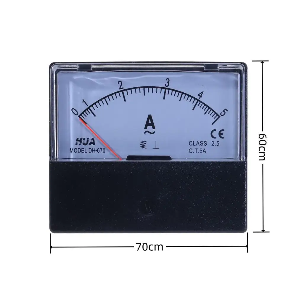DH-670 DC AC Analog Current Panel Meter 5A 15A 20A 30A 50A 100A 200A Amp Panel Ammeter Pointer Type Current Meter