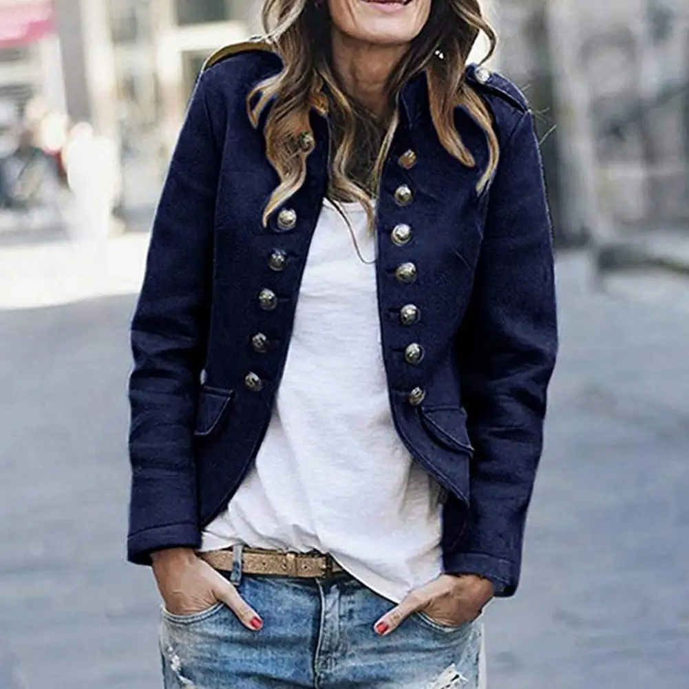 Winter Coat Chic Women Coat Coldproof All-Match Stylish Half High Collar Retro Jacket