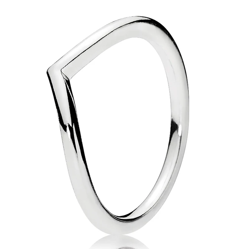 925 Silver Women's Ring Original Gold Silver Rose Gold Full Diamond Fashion Ring Zircon Sparkling Wishbone Princess