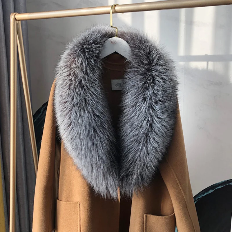 100% Natural Real Fox Fur Collar 2025 For Women And Men's Coat Jacket Fur Collar Extra Large Size new Neck Warmer Fur Scarf Shawls