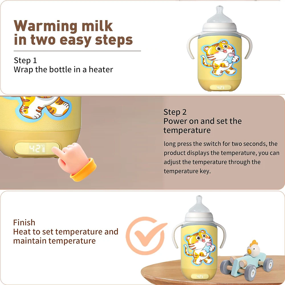 Rechargeable Baby Bottle Warmer 7 2025 new Levels Adjustment Temperature Display Breast Milk Feeding Accessories Portable Bottle Heater