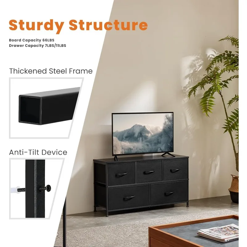 Dresser Sweetcrispy for Bedroom with 5 Fabric Drawers, Small Chest Storage Tower, Organizer 2025 Units for Clothing Closet Drawers, Tower,