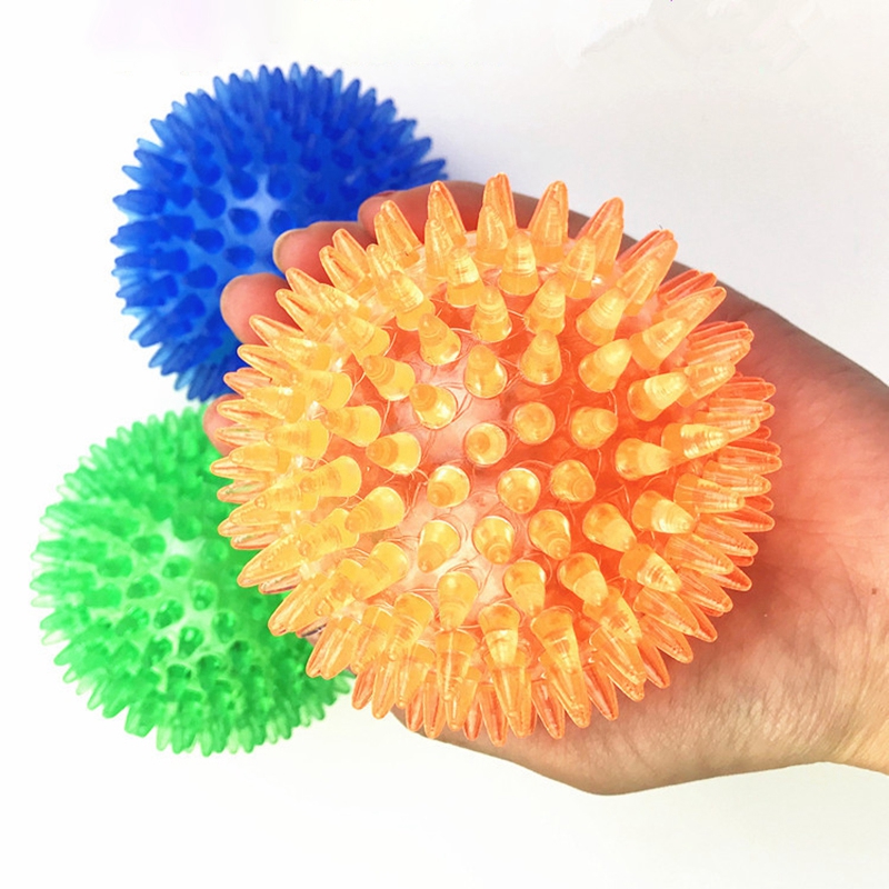 Teeth Chewing Thorn Balls Pet TPR Soft Burr Elastic Ball Dog Bite Sounding Outdoor Training Interactive Chew Toy Perros