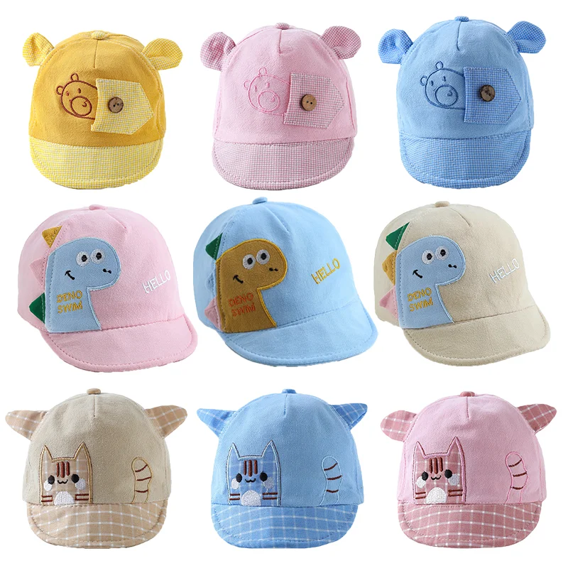 New Summer Baby Bucket Hat Dinosaur Cute Newborn Baseball Cap Color Outdoor Beach Kids Baby Boy Girl Sun Hats Bonnet