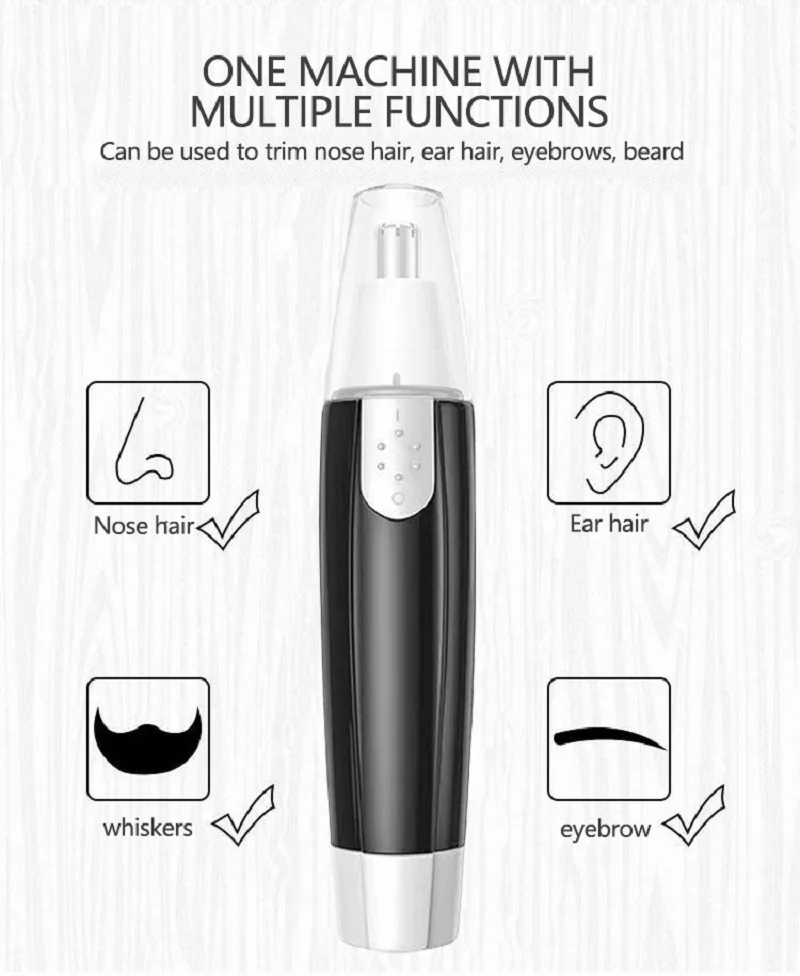 Black Electric Nose Hair Trimmer For Men And Women Available With Low Noise High Torque High Speed Motor Washable Nasal Hair