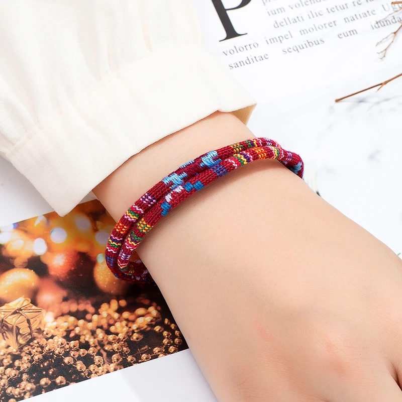 Unisex ENDN Men Women Handmade ddmysmile Surfer Beach Bracelet Double Strand Waterproof String Rope Bracelet Boho Ethno Festival Jewelry Smile