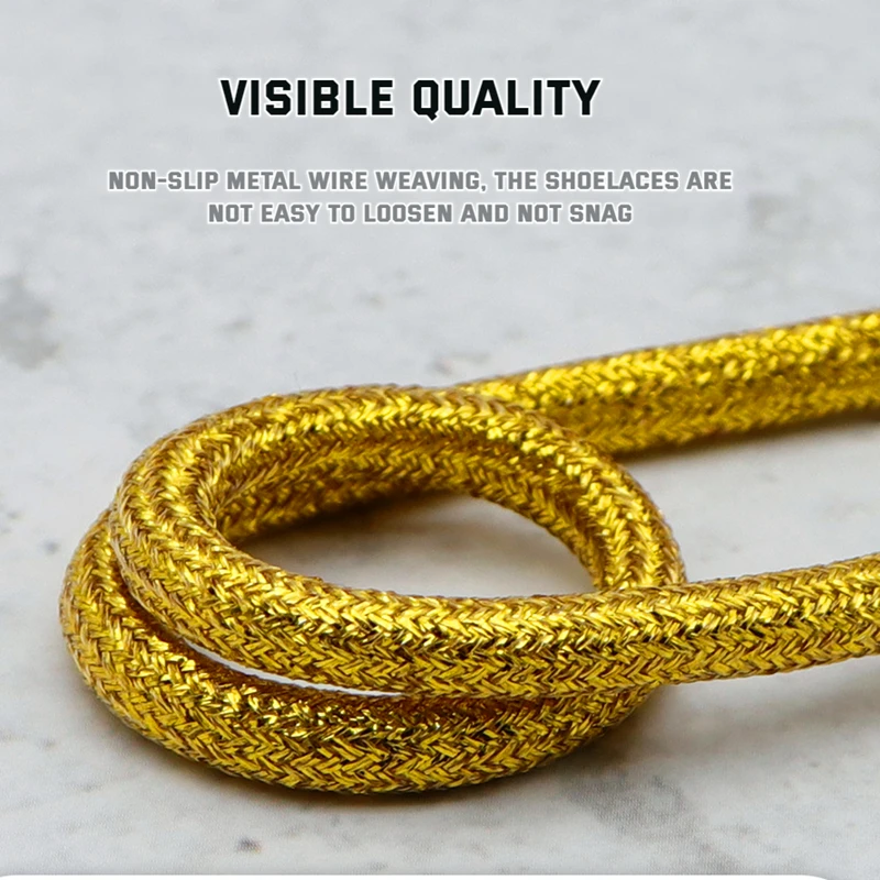 Round Glitter White Shoelaces of sneakers Circular metal new Colorful Shoelaces Metallic Shiny 2025 gold sier Flat shoe laces sports