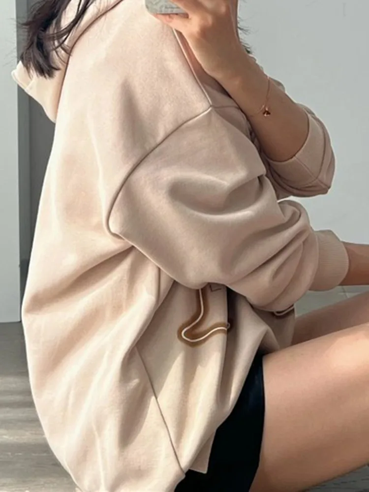 Women Big Letter Print Hooded Sweatshirt Loose Drawstring Hoodies or Elastic Waist Sweatpants Female Sports Set Autumn