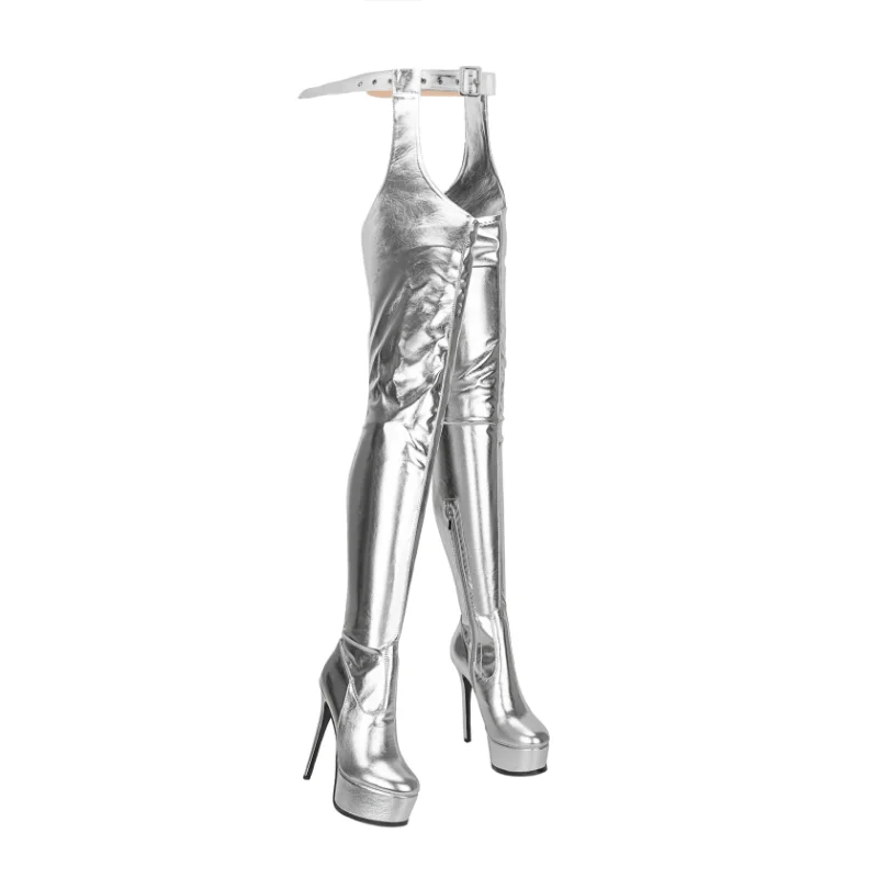 2023 New European and American Style SexyOver Knee Boots Belt High Tube Jumpsuit Boots Super High Heel Platform Pole Dance Boots