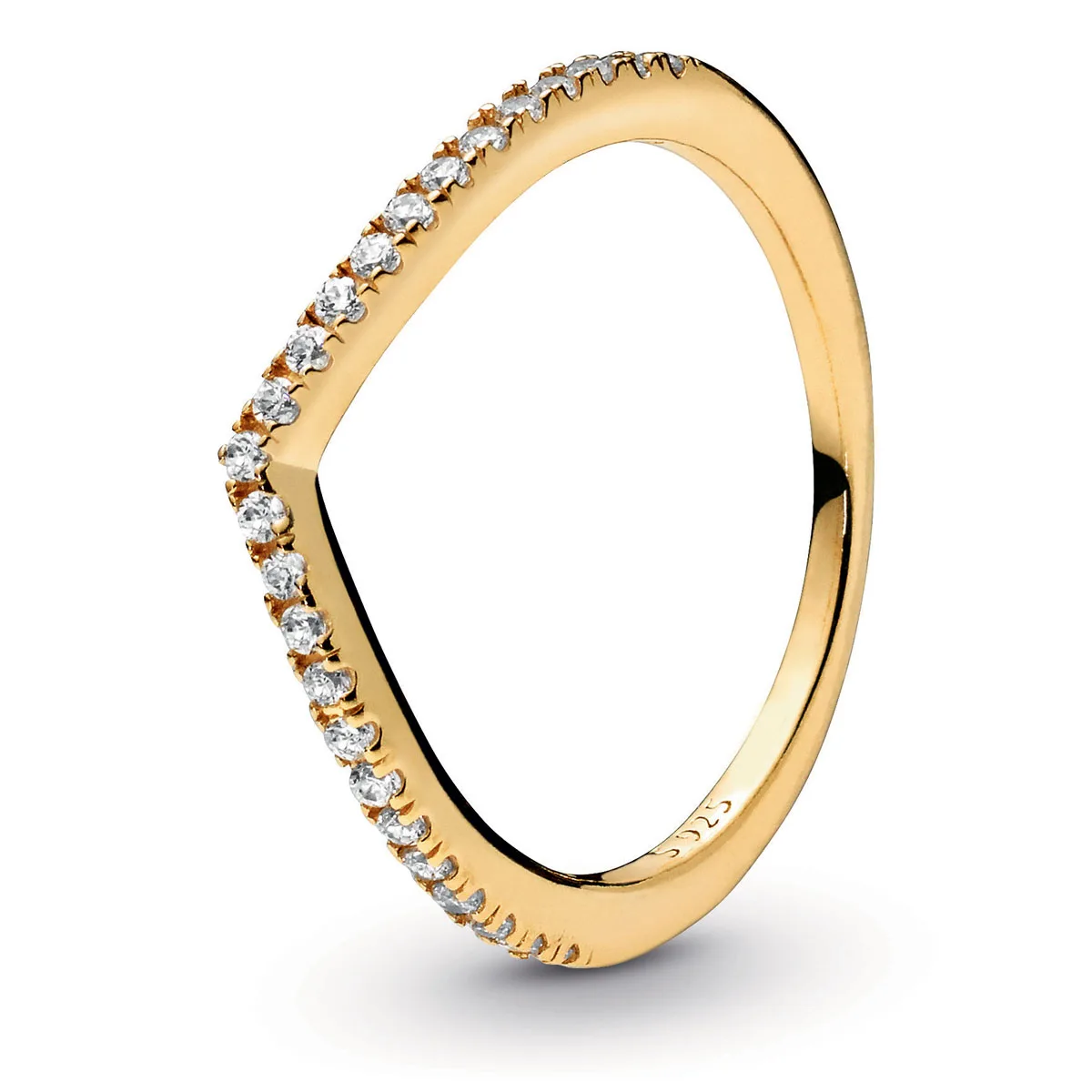 925 Silver Women's Ring Original Gold Silver Rose Gold Full Diamond Fashion Ring Zircon Sparkling Wishbone Princess