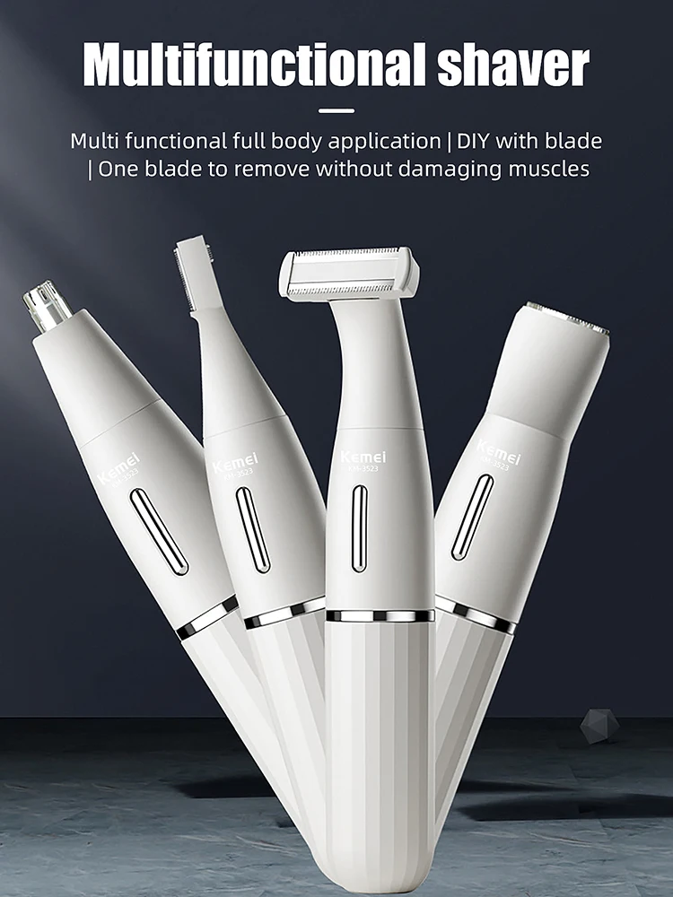 KEMEI 6 in 1 Women's Beauty Tools Kit Rechargeable Body Hair Removal Epilator for Shaving Armpit Hair,Leg Hair,Body Hair