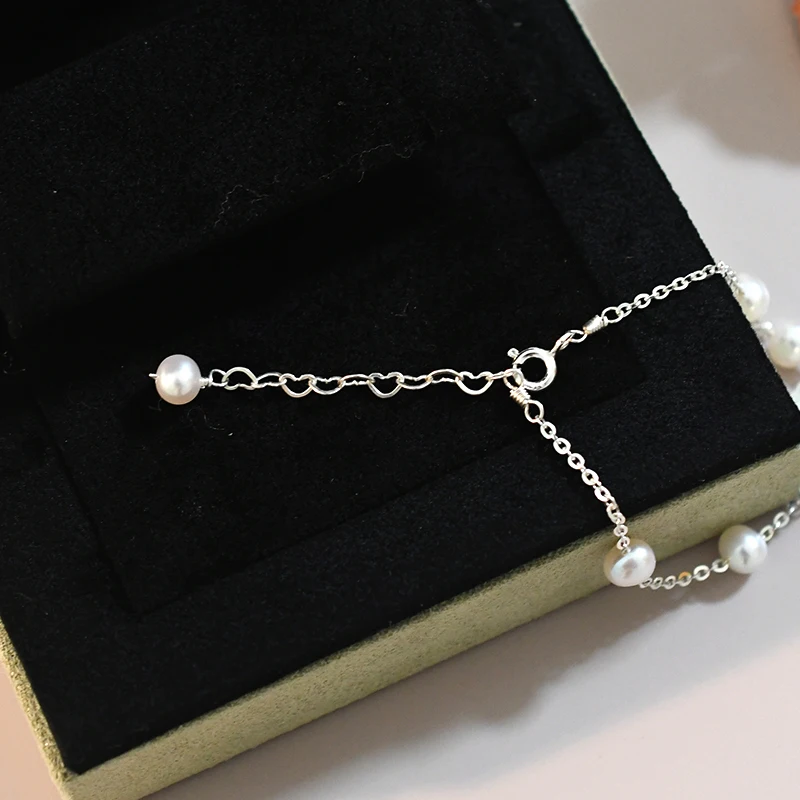 ASHIQI Natural Freshwater Pearl Shell Flower Bracelet 925 Sterling Silver Jewelry for Women New Trend