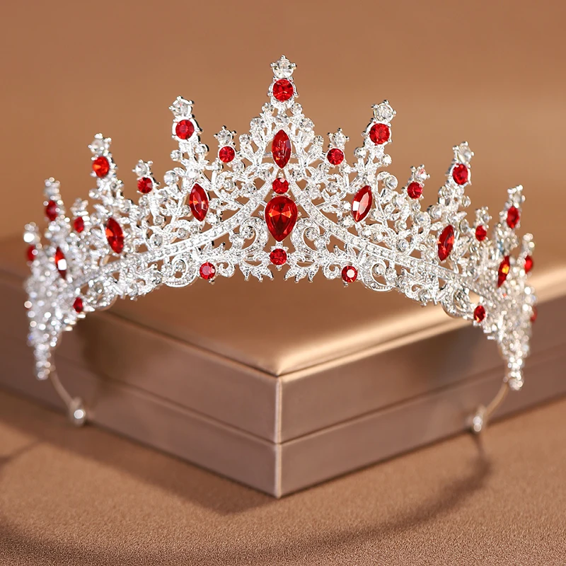Bride new Tiaras Rose 2025 Red Exquisite Wedding Crown