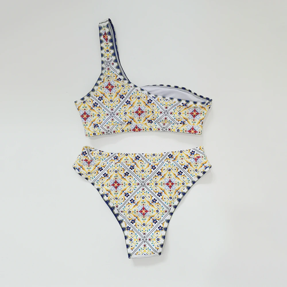 Printed Bikini High Waist Swimsuit Women 2023 Sexy 2025 Swimwear Female Two new Pieces Bikini Set Bather Bathing Suits Summer Beach Wear