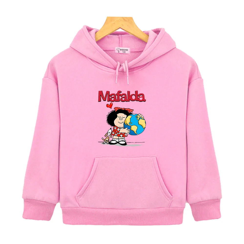 Kids Mafalda Hoodies for Teen Girls Kawaii Graphic Anime Sweatshirts Baby 2025 Boy Clothes Children's Clothing Hoody Long new Sleeve Tops