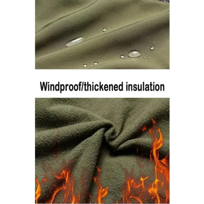 Winter Tactical Set Mens Hooded Military Outdoor Windproof Waterproof Suit Multi-Pocket Soft Shell Jackets Sharkskin Sweatpants
