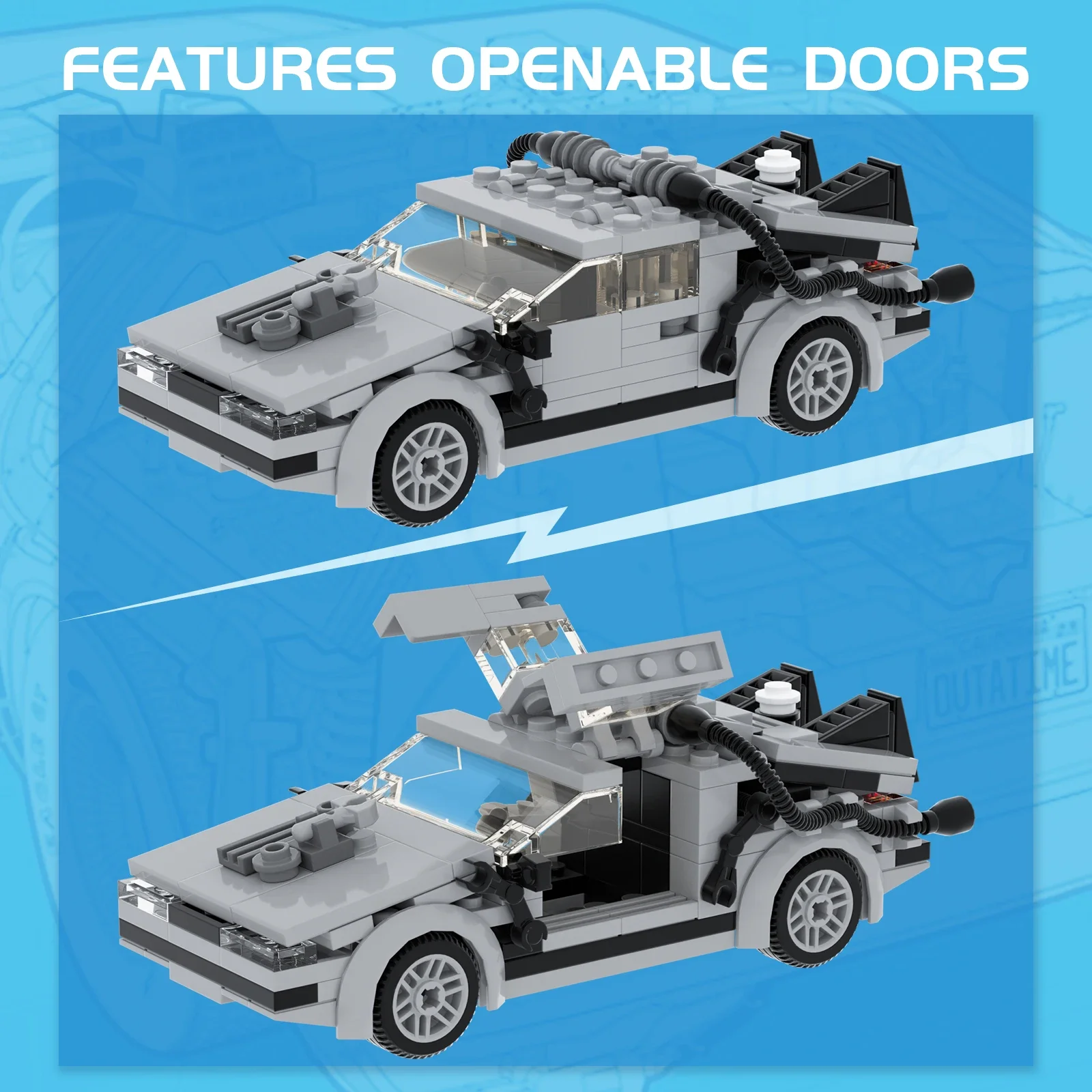 MOC 2023 New Speed Back To The Future Time Machine Car Building Blocks Set Deloreaned Vehicle Bricks Toys Children Birthday Gift