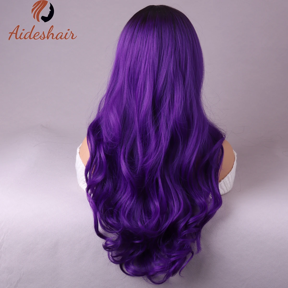 Purple wig with Center part Light Purple wig Long wavy curly wig Natural synthetic heat resistant fiber wig for everyday party u