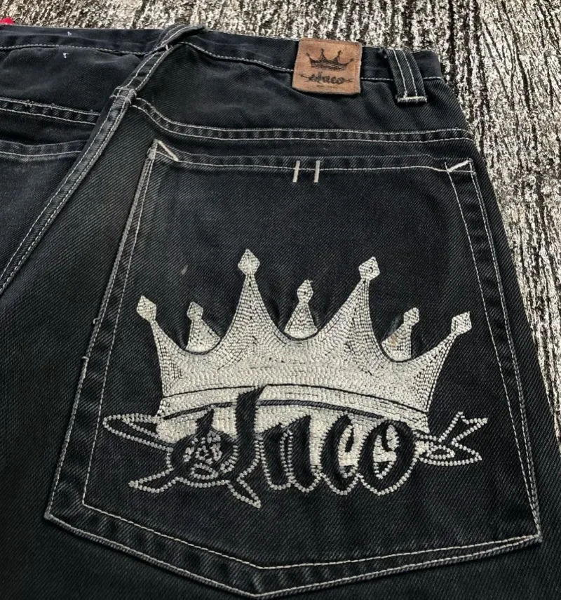 JNCO New Big Pocket High Street American Tooling Wide-leg Jeans Female Y2K Street Punk Style Loose Street Brand Washing Old Pant