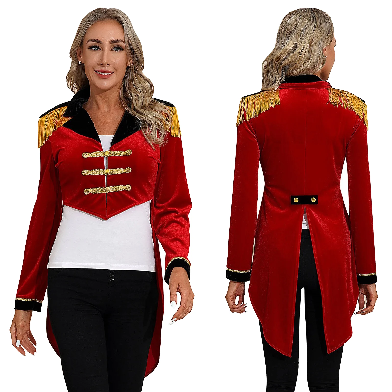 Womens 2025 Circus Ringmaster Jacket Tailcoat Showman Costume Veet Blazers Coat Halloween new Carnival Cosplay Party Rave Outfit