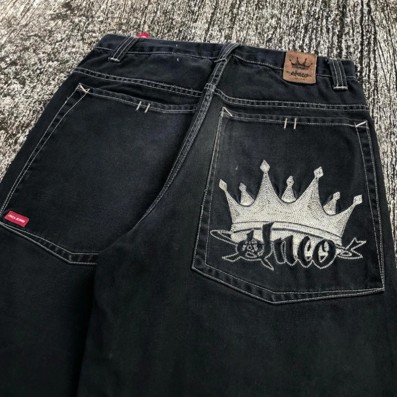 JNCO New Big Pocket High Street American Tooling Wide-leg Jeans Female Y2K Street Punk Style Loose Street Brand Washing Old Pant