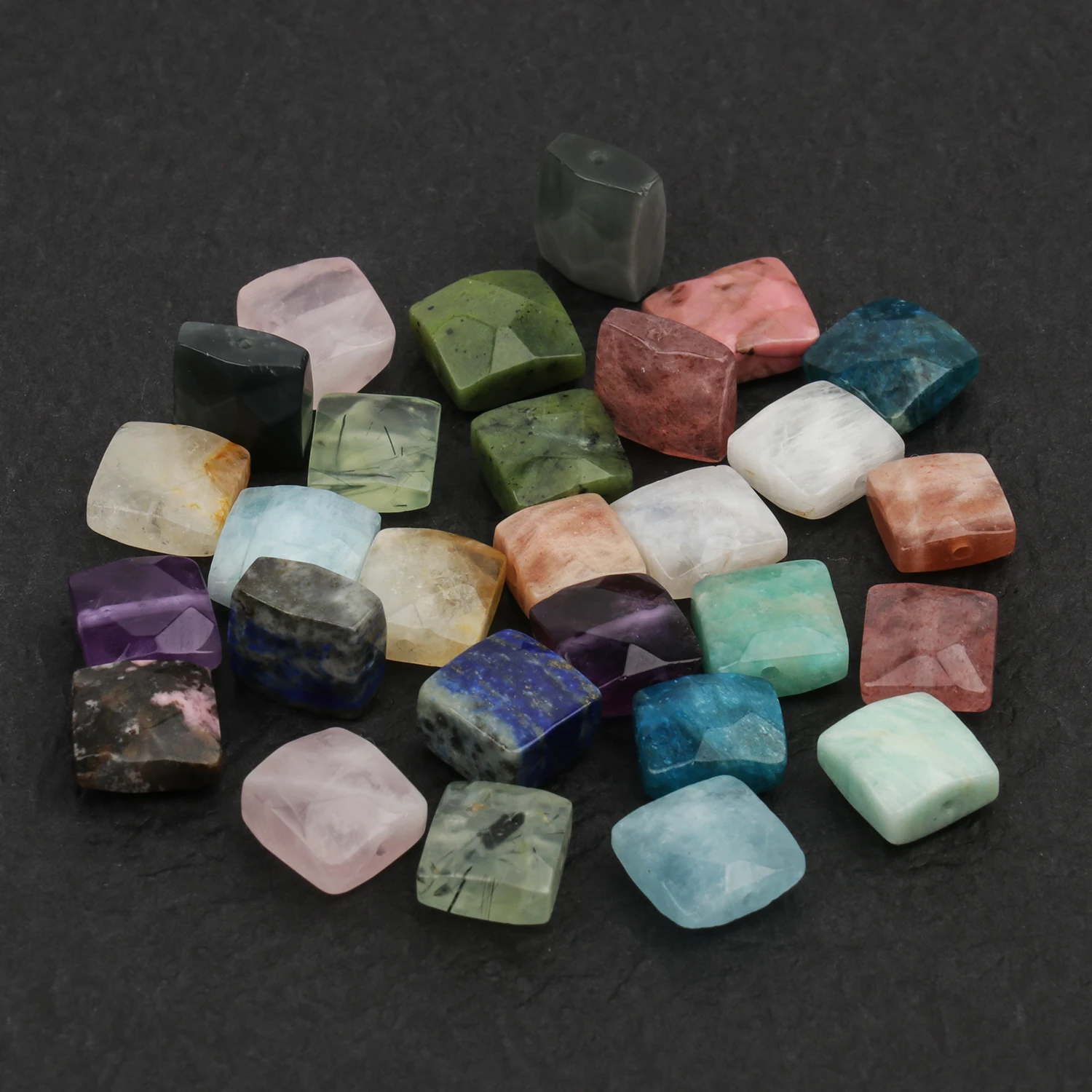 10pcs Faceted Square Amethyst Bead Natural Stone Amazonite Citrine Apatite Loose Beads for Jewelry Making DIY Charms Bracelets