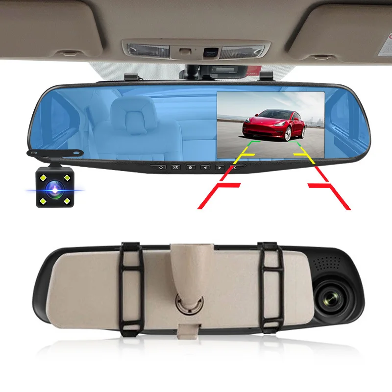 2025 new E-ACE Full HD 1080P Car Dvr Camera Auto 4.3 Inch Rearview Mirror Digital Video Recorder Dual Lens Registratory Camcorder