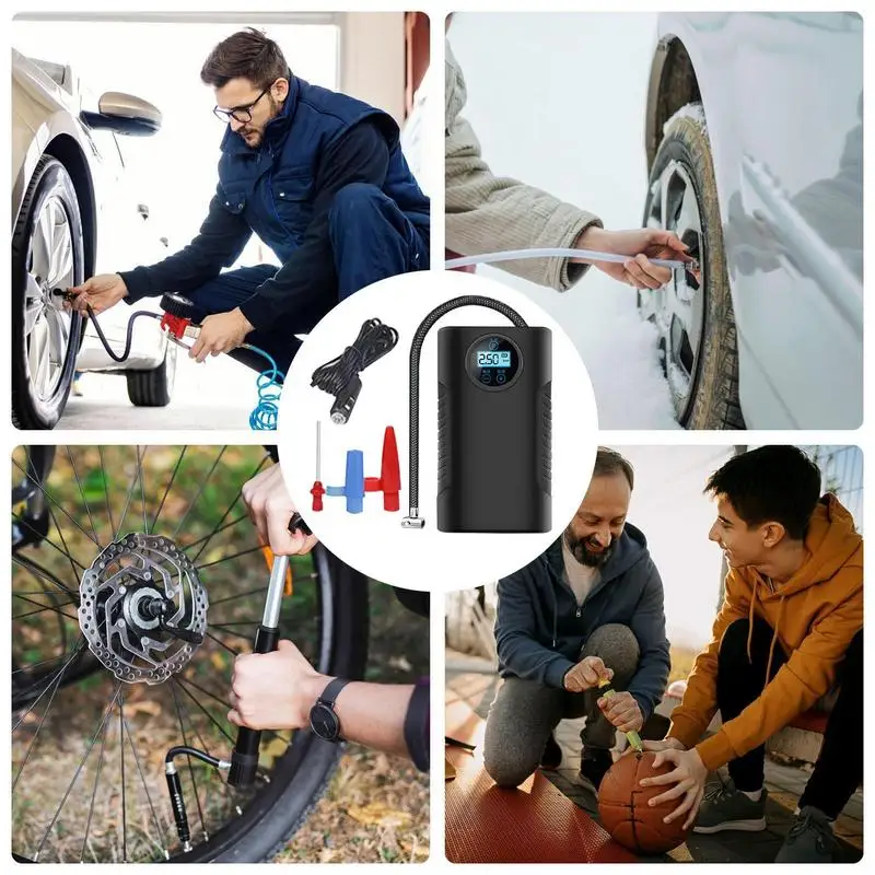 Portable Car Air Pump Auto Inflatable Electric Digital Wheel Pump With Led Light Car Tyre Inflator For Car Bicycle Balls
