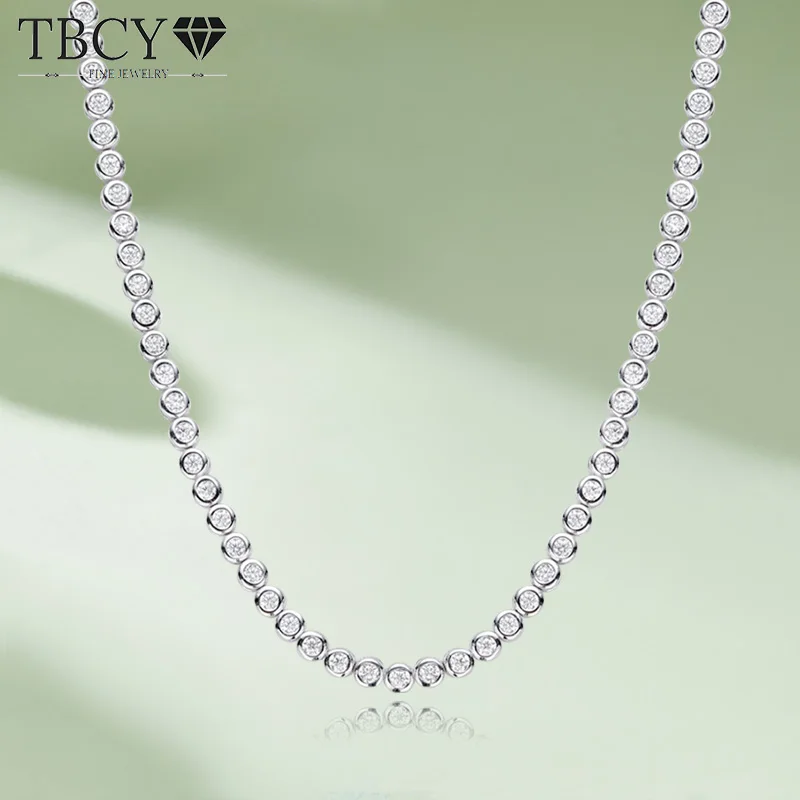TBCYD 2/3mm D Color Round Bubble Moissanite Tennis Necklace For Women S925 Silver Choker Necklace Party Jewelry Christmas Gifts