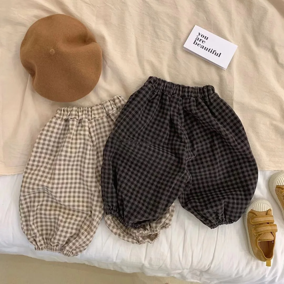 Autumn 2023 Baby New Loose Corduroy Trousers Boys Girls Plaid Pants Infant Toddler Casual Jogger Pants Baby Mosquito Proof Pants smile