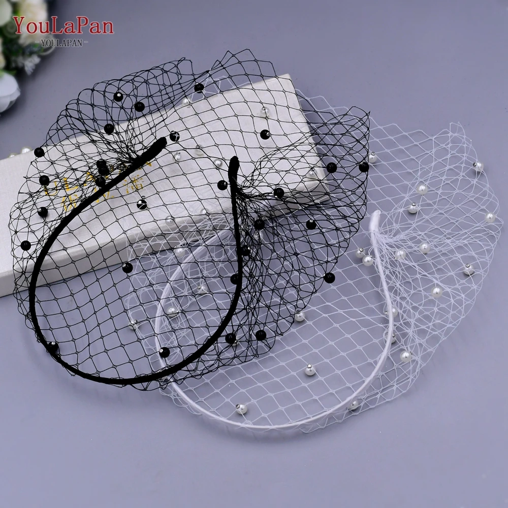 YouLaPan VA06 Birdcage Veil White Black Veil Face Veil 2025 Handband new Bridal Veils with Crystal Blusher Veil Wedding Party Accesories