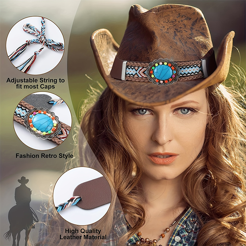 Accessories Boho Hat Ddmysmile Retro Western Cowboy Hat Denim Belt Men's ddmysmile And Women's Straw Hat Accessories Belt Buckle Decor Fashi