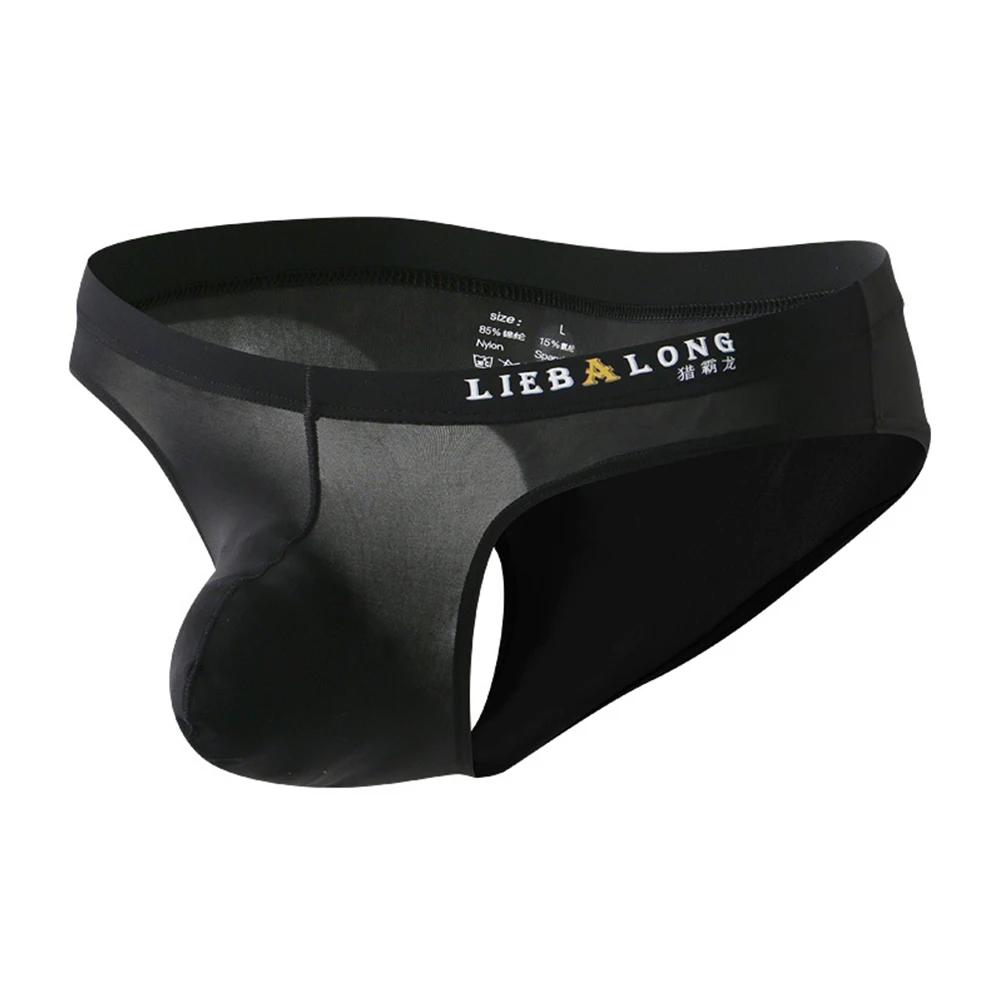 Underwear Men Low Waist Ice Silk Briefs Ultrathin Bikini Thongs Panties Calzoncillos Hombre U Convex Pouch Lingerie Underpants