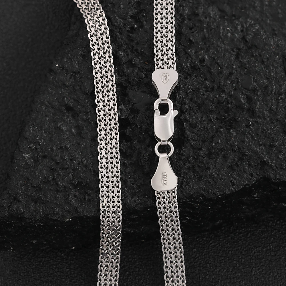 HOYON Real Solid S Sier Necklace MM CM Trendy Flat Tank Chain for Men and Women Sweater Neck Collar Jewelry Gifts