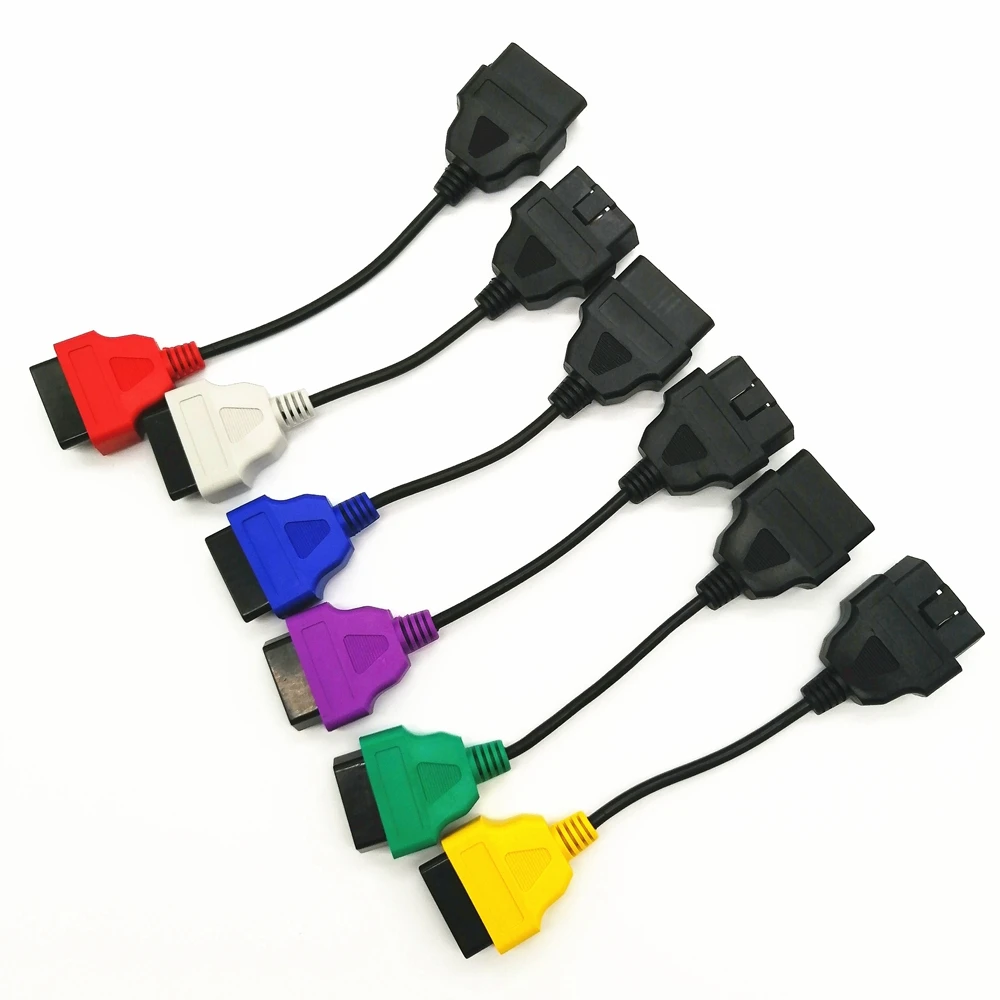 High quality 6pcs/Lot OBD2 Connector Diagnostic Adapter Cable for FIAT ECU Scan & Multiecuscan Adaptor for Fiat 6 colors Cables