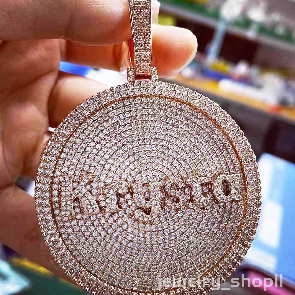 diamond pendant Hip-Hop tennis chain pendant 925 Sterling Silver VVS Moissanite diamond cluster iced out Custom letter pendant for men women