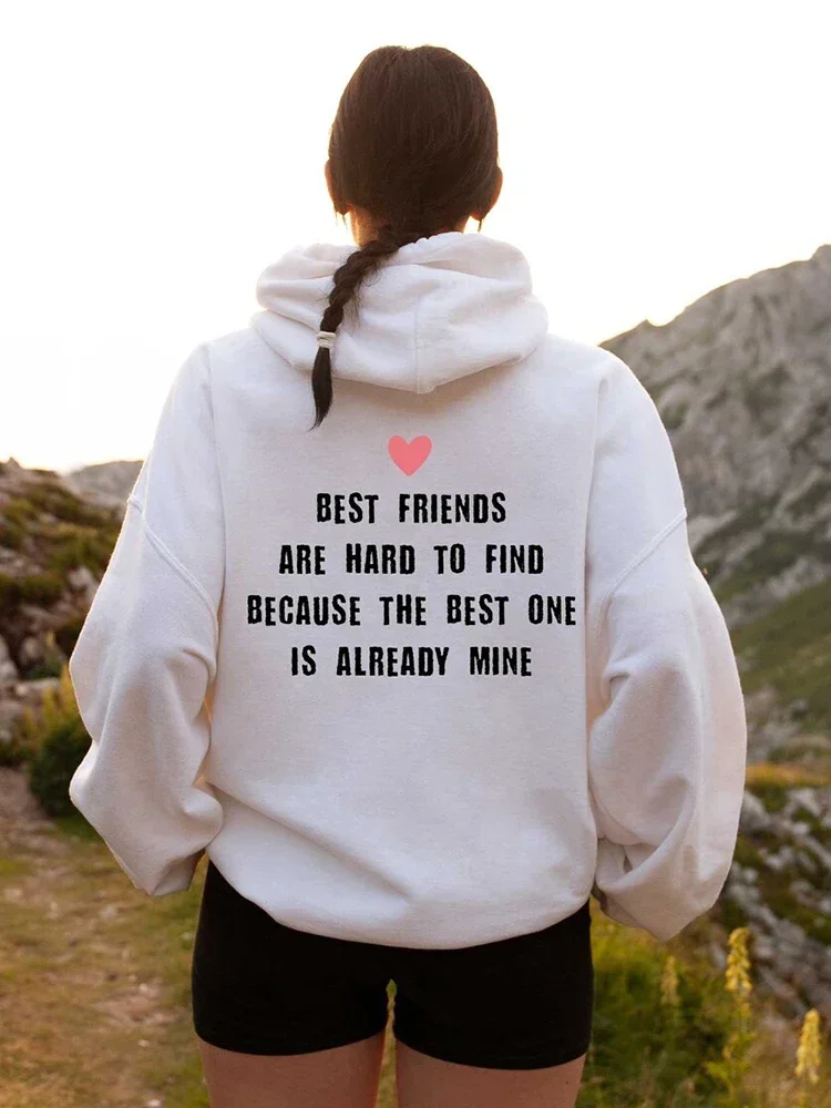 Best Friends Red Lover BBF Women Hoodie Causal Loose Long Sleeve Graphic Pullovers Crewneck Womens Clothes BFF O Neck Clothing