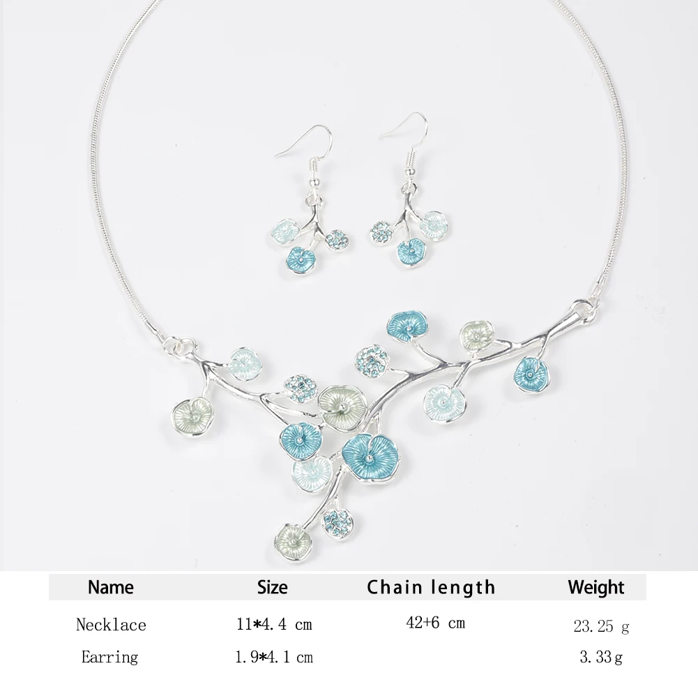 Cring Coco Flower Drop Earrings and Necklaces Set Brazilian Necklace Sier Plated Wedding Bridal Enamel Jewelry Sets for Women 5